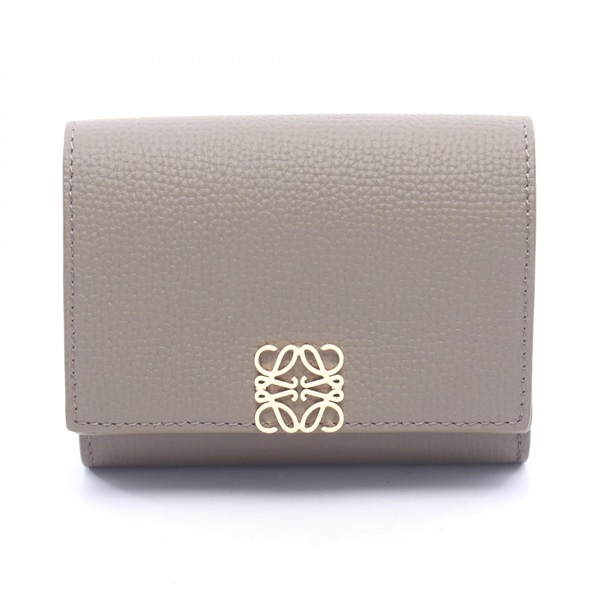 LOEWE Anagram Trifold Wallet C821TR2X163170 leather Gray NEW Women GHW