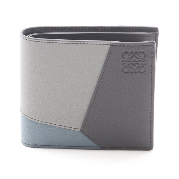 LOEWE Puzzle Bifold Bi-fold wallet C510501X150679 leather Gray Blue NEW unisex