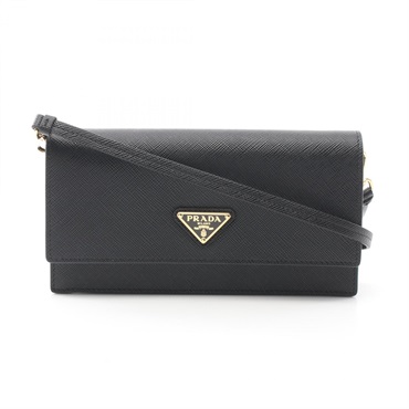PRADA SAFFIANO Triangle Logo Shoulder Bag Saffiano leather Black NEW Women