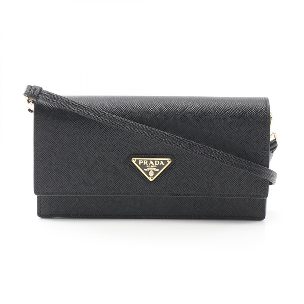 PRADA SAFFIANO Triangle Logo Shoulder Bag Saffiano leather Black NEW Women