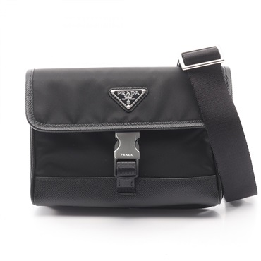 PRADA RE NYLON TESSUTO+SAFFIANO Smartphone Shoulder Bag Leather Black NEW men