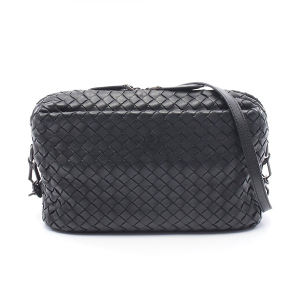 BOTTEGA VENETA Intrecciato Shoulder Bag leather Black Used Women BV