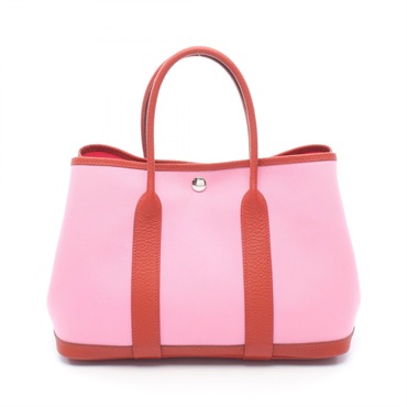 HERMES Garden party TPM Tote hand Bag Toile officier Negonda Rouge duchesse SHW