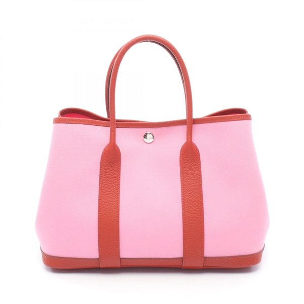 HERMES Garden party TPM Tote hand Bag Toile officier Negonda Rouge duchesse SHW