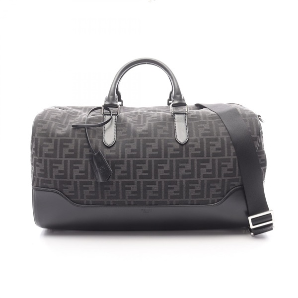 FENDI FF Jacquard Duffle 2WAY Travel bag 7VA496AG0M canvas leather Gray Black