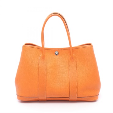 HERMES Garden party TPM Tote hand Bag O Negonda leather Feu orange Used SHW