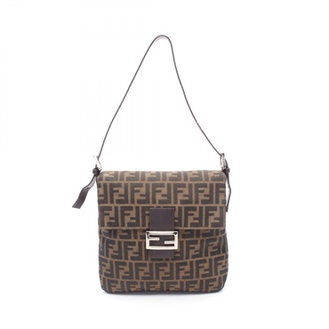 FENDI Zucca Shoulder Bag canvas leather Brown SHW Used Women FF