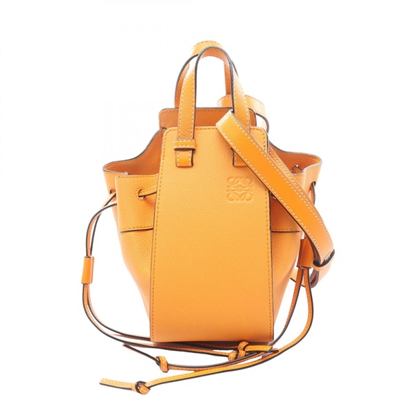 LOEWE Hammock Drawstring Mini shoulder crossbody Handbag leather Orange Used