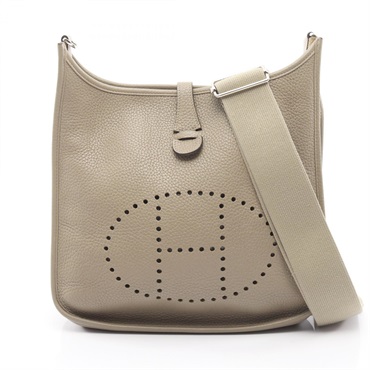 HERMES Evelyne 3 PM Shoulder crossbody Bag X Taurillon Clemence Sauge Used SHW