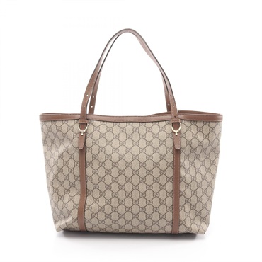 GUCCI Nice GG Supreme Tote Shoulder Handbag 309613 canvas leather Beige Used