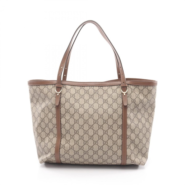 GUCCI Nice GG Supreme Tote Shoulder Handbag 309613 canvas leather Beige Used