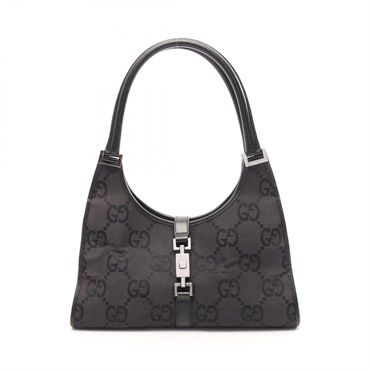 GUCCI Jackie GG pattern Shoulder Handbag 002 1067 canvas leather Black SHW Used