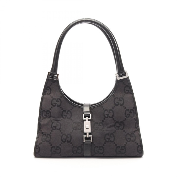 GUCCI Jackie GG pattern Shoulder Handbag 002 1067 canvas leather Black SHW Used