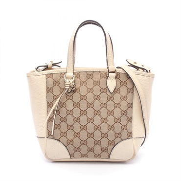 GUCCI Bree Shoulder Tote Bag 449241 canvas leather Beige Brown Beige Used Women