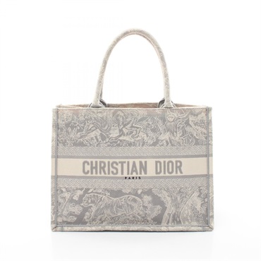 Christian Dior BOOK TOTE Medium Toile de Jouy Handbag canvas White Gray Used