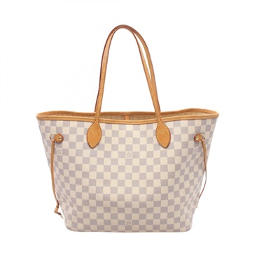 LOUIS VUITTON Neverfull MM Shoulder Tote Bag N51107 Damier Azur White Used LV