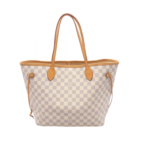 LOUIS VUITTON Neverfull MM Shoulder Tote Bag N51107 Damier Azur White Used LV