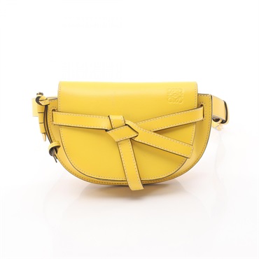 LOEWE gate dual mini Waist bum belt bag leather Yellow Used Women
