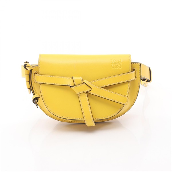 LOEWE gate dual mini Waist bum belt bag leather Yellow Used Women
