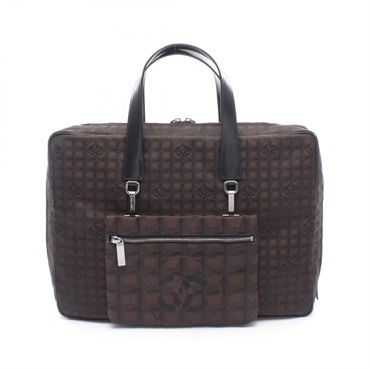 CHANEL New travel line Business bag Nylon leather Brown Black SHW Used Women