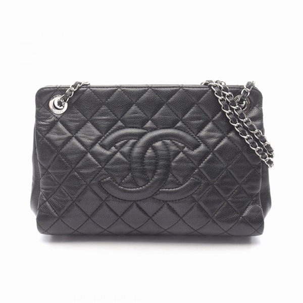 CHANEL Matelasse Chain Shoulder Bag Grained Calfskin leather Black Used SHW CC