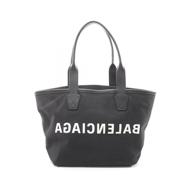 BALENCIAGA Cities Paris Jumbo Tote shoulder Bag 692068 canvas leather Black Used