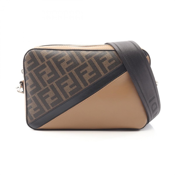 FENDI Diagonal Camera Case Zucca Shoulder Crossbody Bag 7M0286 leather canvas