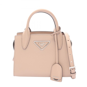 PRADA SAFFIANO CUIR + C Monochrome crossbody Handbag 1BA269 leather beige used