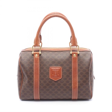 CELINE Macadam Handbag PVC coated canvas leather Brown Used Women