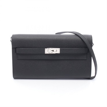 HERMES Kelly to go Shoulder crossbody Bag W Epsom leather Black Used SHW