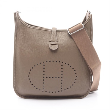 HERMES Evelyne 3 PM Shoulder crossbody Bag W Taurillon Clemence Etoupe Grey SHW