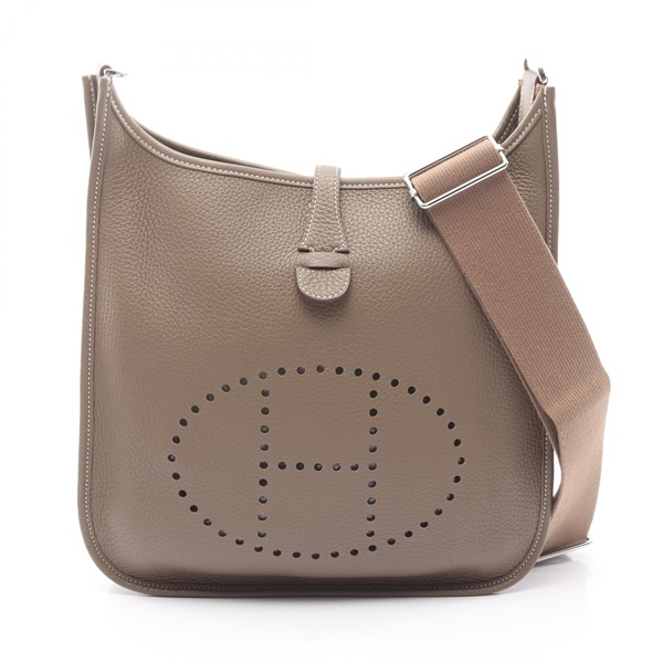 HERMES Evelyne 3 PM Shoulder crossbody Bag W Taurillon Clemence Etoupe Grey SHW