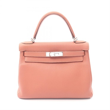 HERMES Kelly 28 Inside stitched shoulder Handbag Q Togo  Rose tea Used SHW