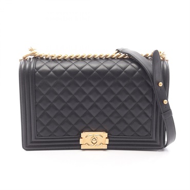 CHANEL Boy Chanel Large Matelasse Chain Shoulder Handbag A92193 leather GHW Used
