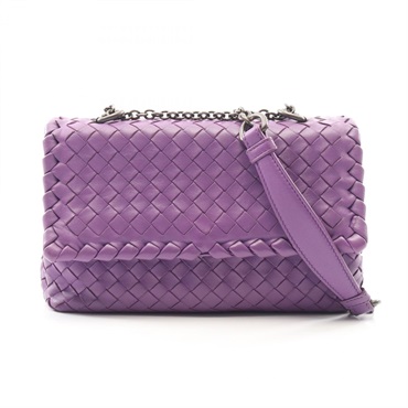 BOTTEGA VENETA Olympia Intrecciato Chain Shoulder Handbag leather Purple Used