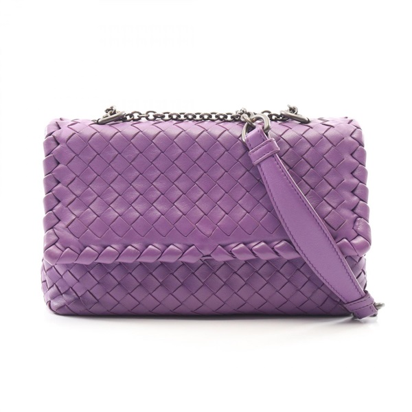 BOTTEGA VENETA Olympia Intrecciato Chain Shoulder Handbag leather Purple Used