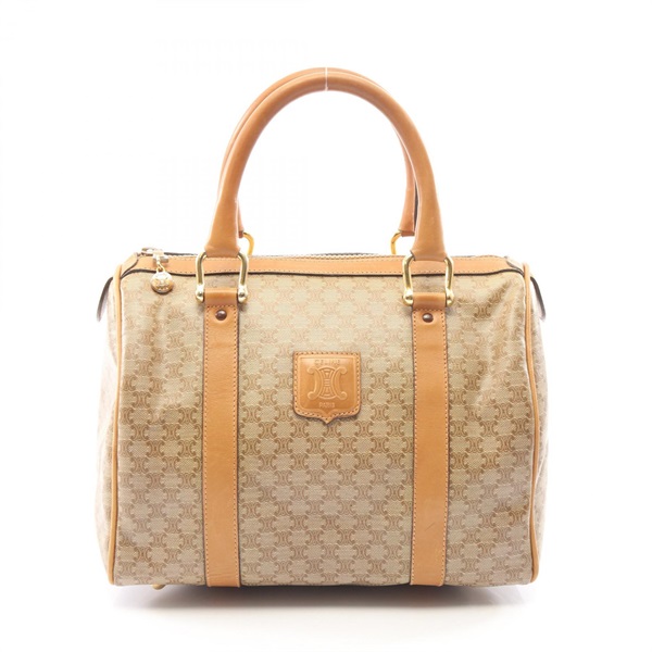 CELINE Macadam Tote Hand Bag PVC coated canvas leather Beige Used Women