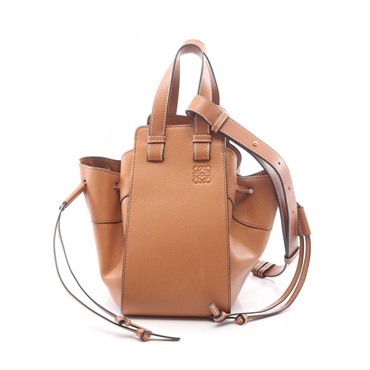 LOEWE Hammock Drawstring Small 2-Way Shoulder Handbag 314.12 Z95 leather Brown