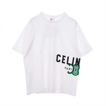 CELINE Triomphe logo print T-shirt RX0HV1242GJL3L cotton White #L NEW mens