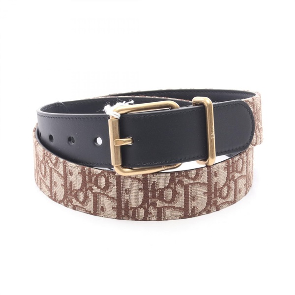 Dior Oblique Belt 4703OWYYEH45E90 canvas leather Brown Beige Black NEW mens