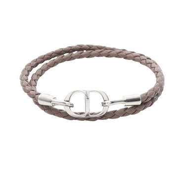 Dior CD Icon Braided Leather Double Bracelet B1973HOMLE010L SS Preonwed mens L