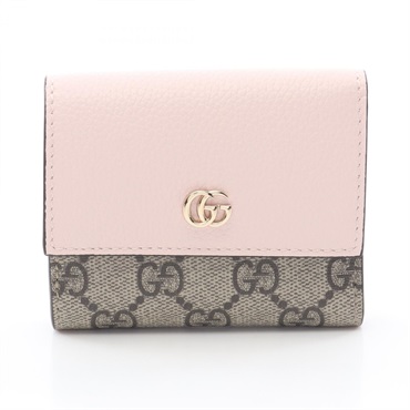 GUCCI Double G Mini Wallet 837957AAFXM5743 leather canvas Beige Pink used women
