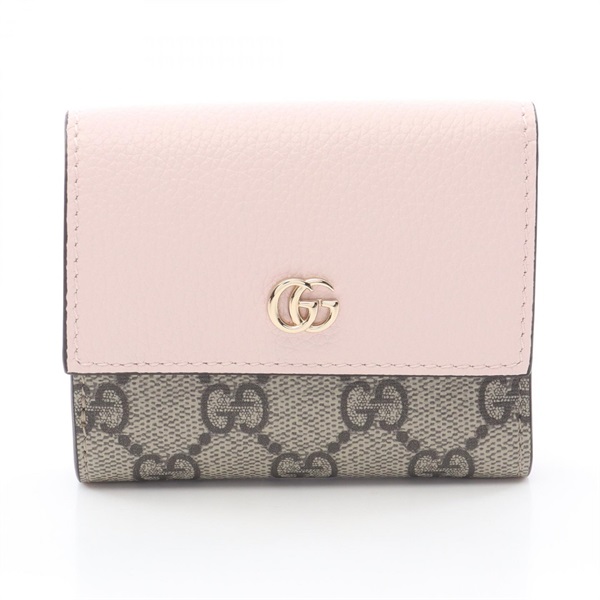 GUCCI Double G Mini Wallet 837957AAFXM5743 leather canvas Beige Pink used women