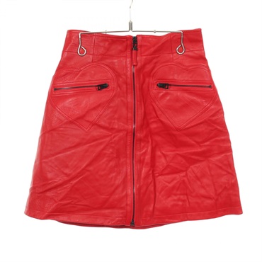 Christian Dior Zip mini skirt #36 155J55AL019 leather Red Used Women