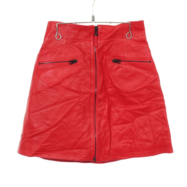 Christian Dior Zip mini skirt #36 155J55AL019 leather Red Used Women