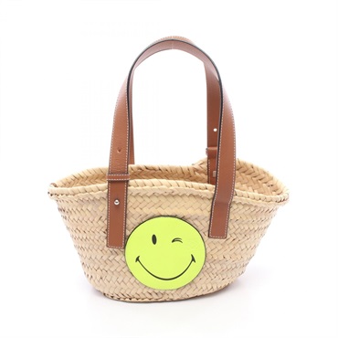 LOEWE Basket Small Smiley World Handbag A223S93X07 leather Raffia Yellow Used