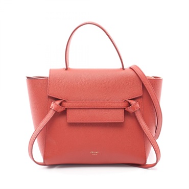 CELINE BELT BAG NANO 2-way Shoulder Handbag 185003 leather Red Used Women