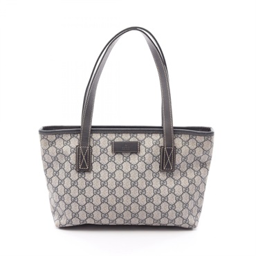 GUCCI GG Supreme Tote Shoulder Bag 211138 Coated canvas leather Beige Navy Used