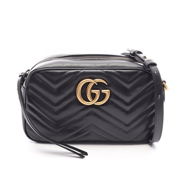 GUCCI GG Marmont Shoulder Crossbody Bag 447632 leather Black Used Women