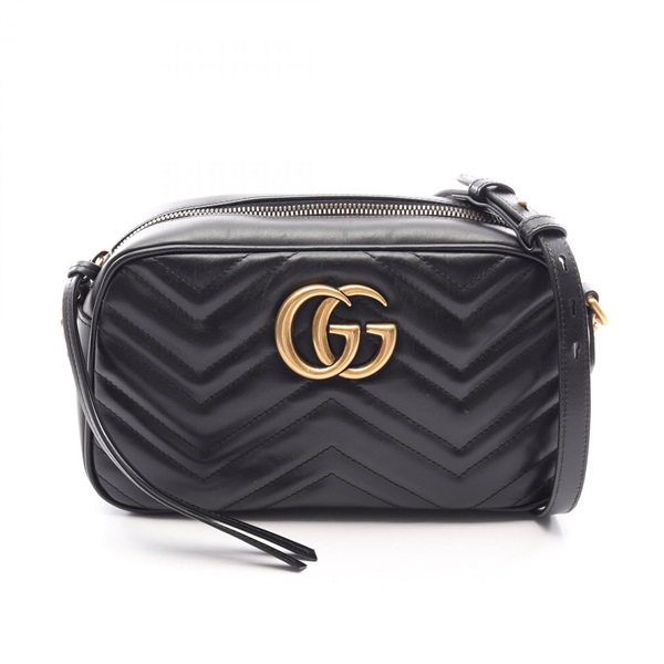 GUCCI GG Marmont Shoulder Crossbody Bag 447632 leather Black Used Women